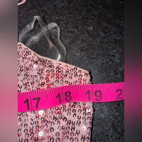 NEW FASHION NOVA Can't Hide The Shine Sequin PINK Jumpsuit SZ L - Picture 10 of 13